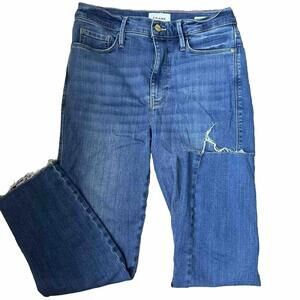 Frame Denim Women's 28 Le Sylvie Slender Straight Leg Jeans Medium Wash Stretch